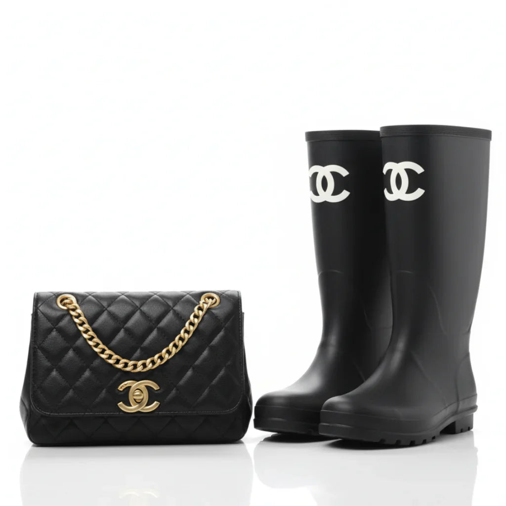 Rainboots & Classic Flap Bag Set